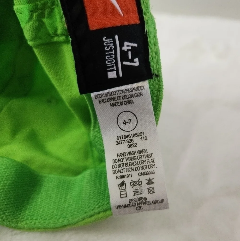 Nike Lime Green Black White Swoosh Just Do It Baseball Hat Cap Unisex Size 4-7